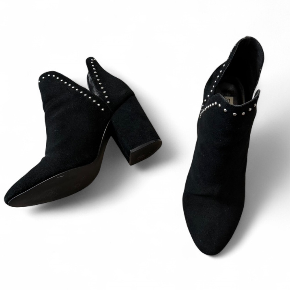 Steve Madden Rockstar Black Suede Studded Ankle‎ Boots, Women's Size 9.5